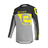Maglia X LEGEND 23, una maglia off-road leggera e traspirante. Design Nero-Grigio-Giallo. Di ELEVEIT MOTOBOOTS.
